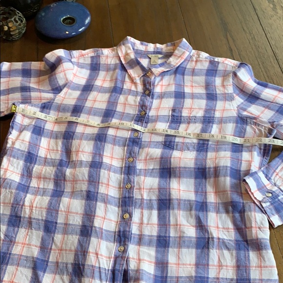 L.L. Bean Premium 100% Linen Plaid Tunic Shirt - Picture 5 of 11